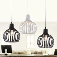 Iron Cage Pendant Light E27 Industrial Black White 20 cm