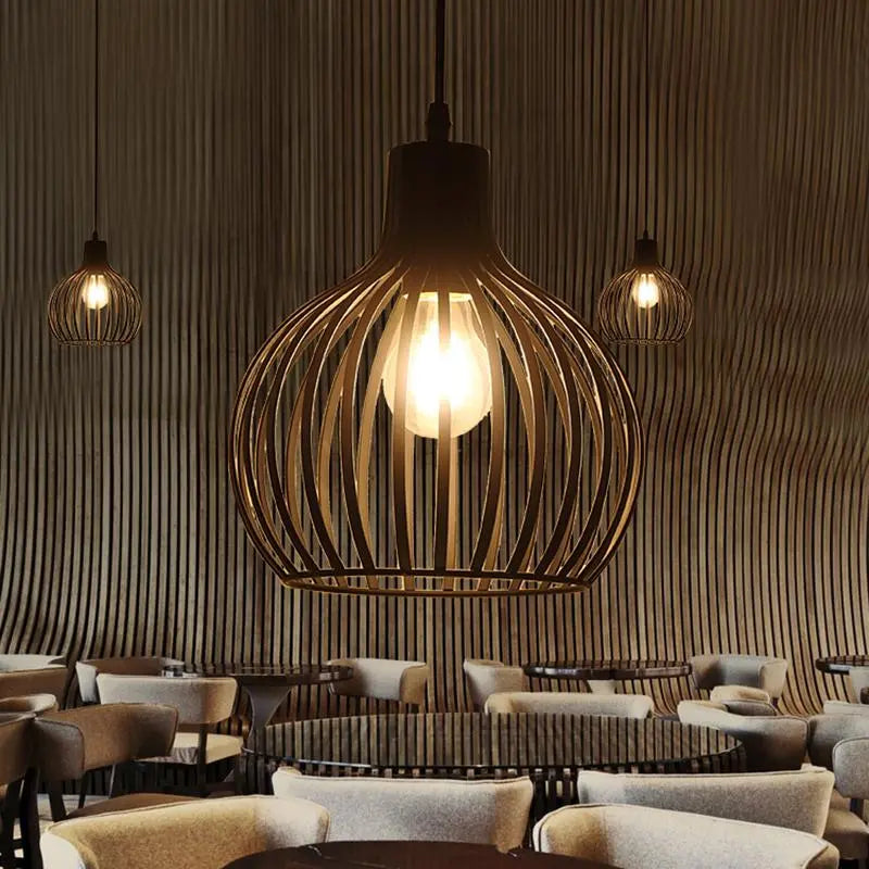 Iron Cage Pendant Light E27 Industrial Black White 20 cm