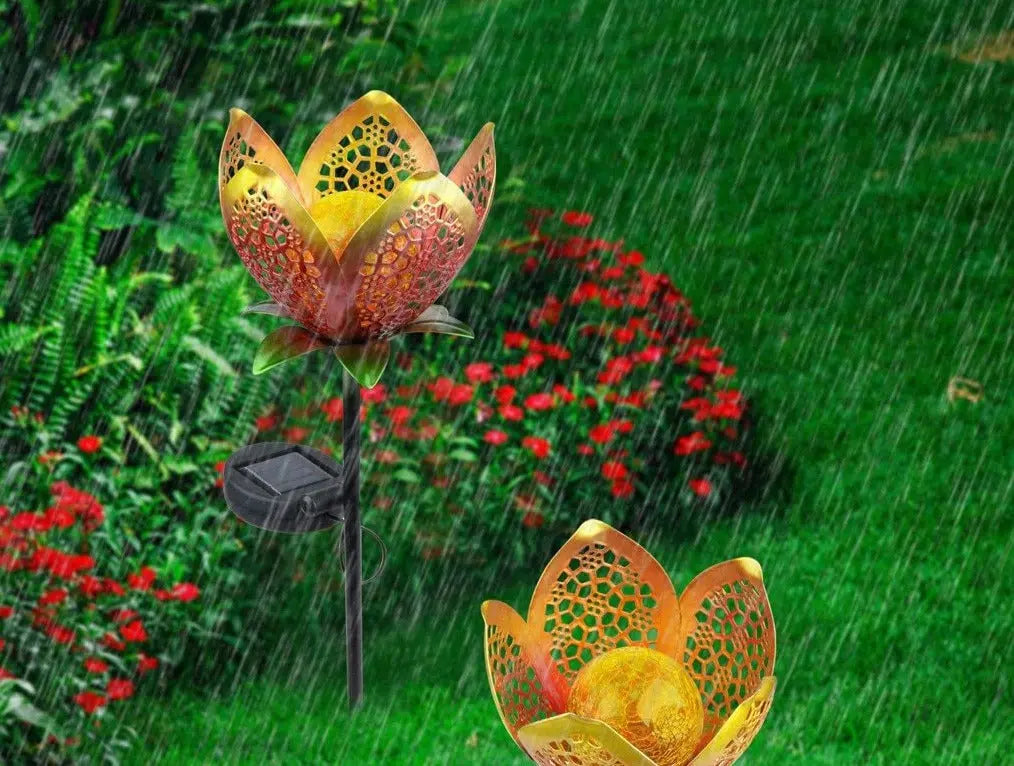 Solar Flower Garden Stake Light Iron Art Deco