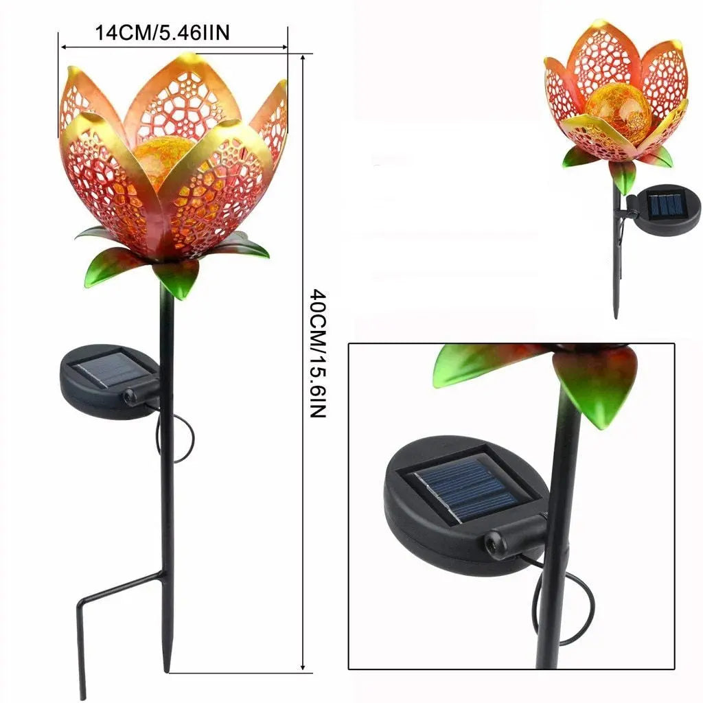 Solar Flower Garden Stake Light Iron Art Deco