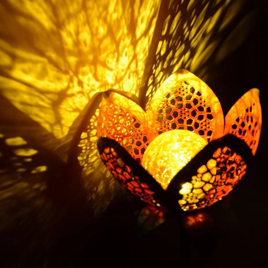Solar Flower Garden Stake Light Iron Art Deco
