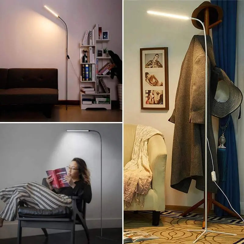 Minimalist Floor Lamp Aluminium USB LED 360° White or Black