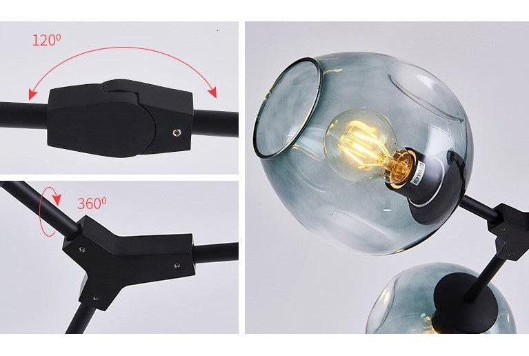 Adjustable Industrial Ceiling Light E27 5 to 12 Arms Black or Gold