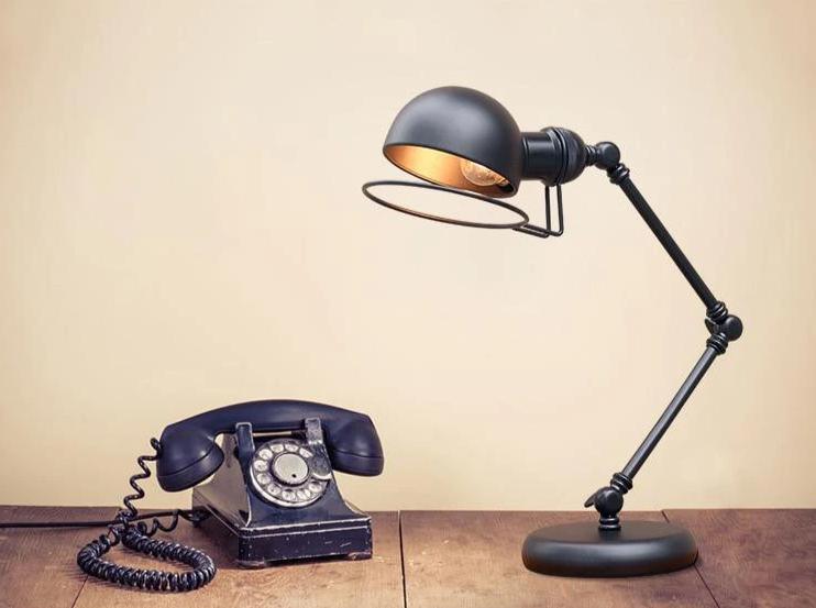 Industrial Metal Desk Lamp Black Thermolacquered 3 Articulated Joints E27