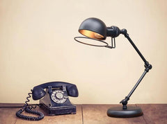 Industrial Metal Desk Lamp Black Thermolacquered 3 Articulated Joints E27