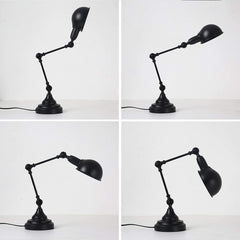 Industrial Metal Desk Lamp Locking Hinges Black Matte Thermolacquered E27