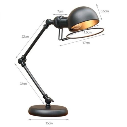 Industrial Metal Desk Lamp Black Thermolacquered 3 Articulated Joints E27