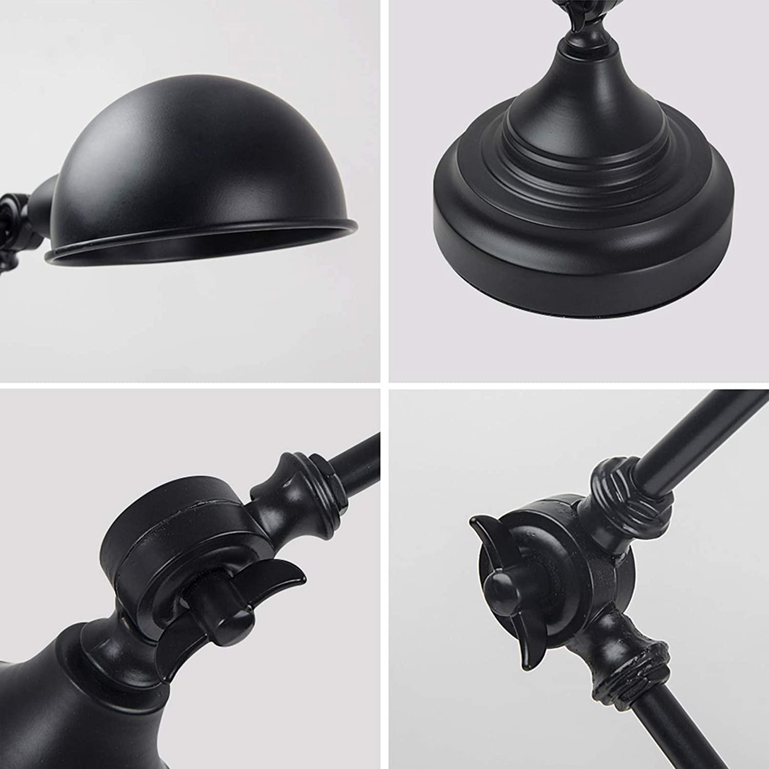 Industrial Metal Desk Lamp Locking Hinges Black Matte Thermolacquered E27