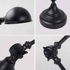Industrial Metal Desk Lamp Locking Hinges Black Matte Thermolacquered E27