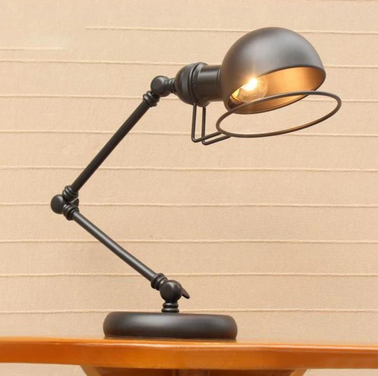 Industrial Metal Desk Lamp Black Thermolacquered 3 Articulated Joints E27