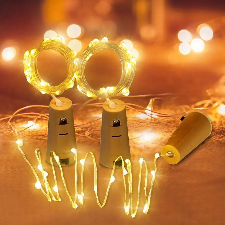 LED Wine Bottle Fairy Lights, Battery, Copper Wire, 7 Colours