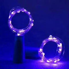 LED Wine Bottle Fairy Lights, Battery, Copper Wire, 7 Colours