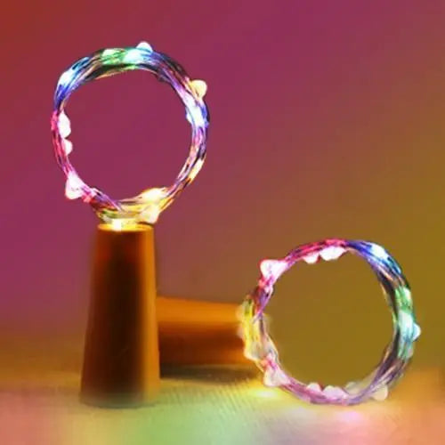 LED Wine Bottle Fairy Lights, Battery, Copper Wire, 7 Colours