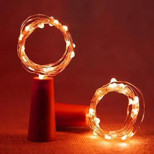 LED Wine Bottle Fairy Lights, Battery, Copper Wire, 7 Colours