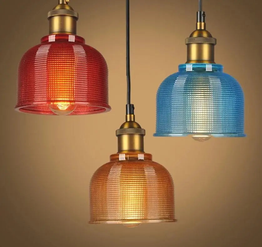Coloured Glass Pendant Light Retro Style
