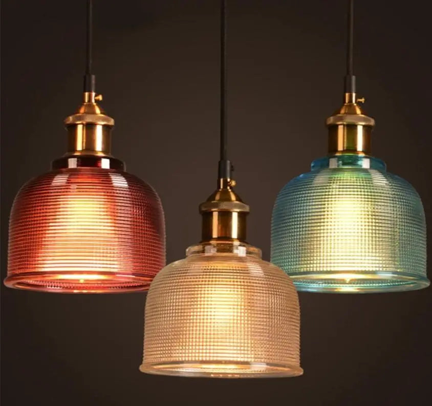Coloured Glass Pendant Light Retro Style