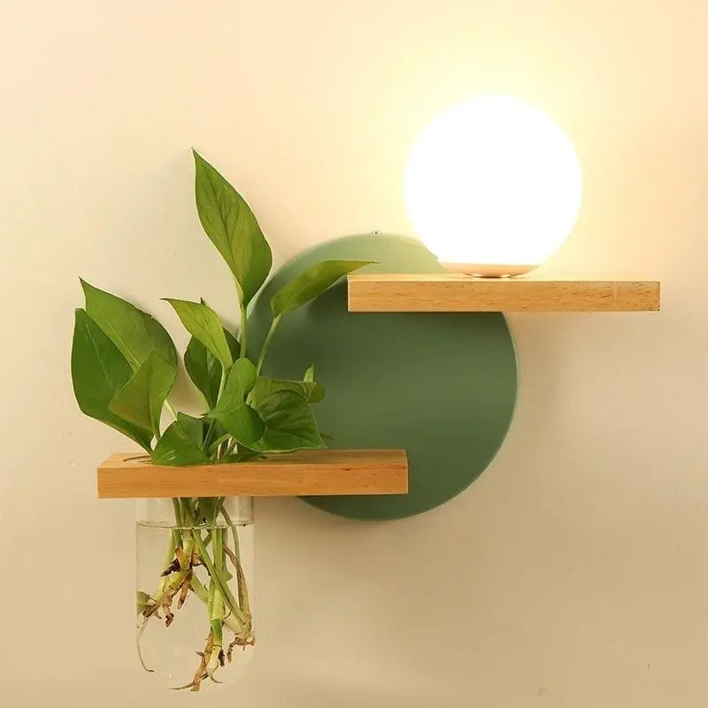LED Plant Shelf Lamp Wood E27 Wall or Pendant