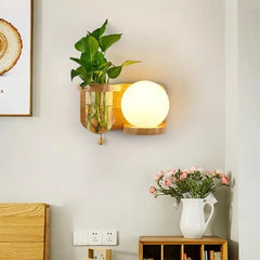 LED Plant Shelf Lamp Wood E27 Wall or Pendant