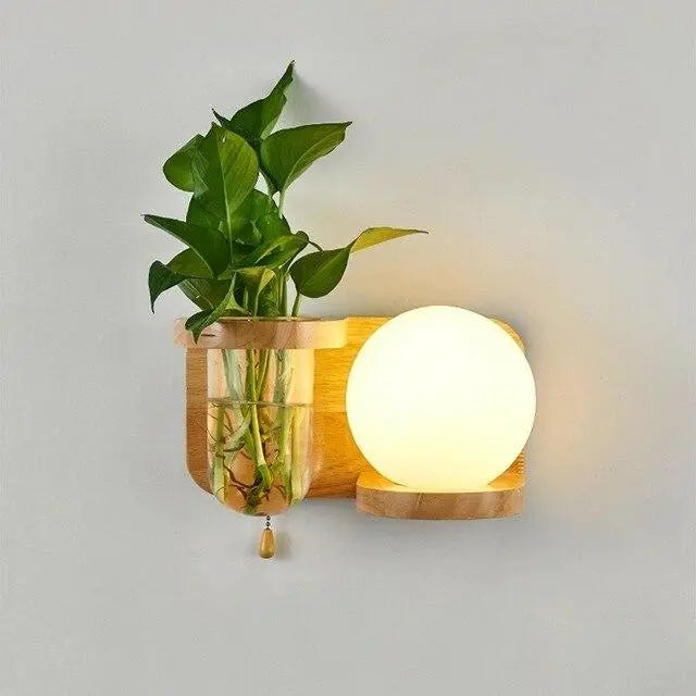 LED Plant Shelf Lamp Wood E27 Wall or Pendant