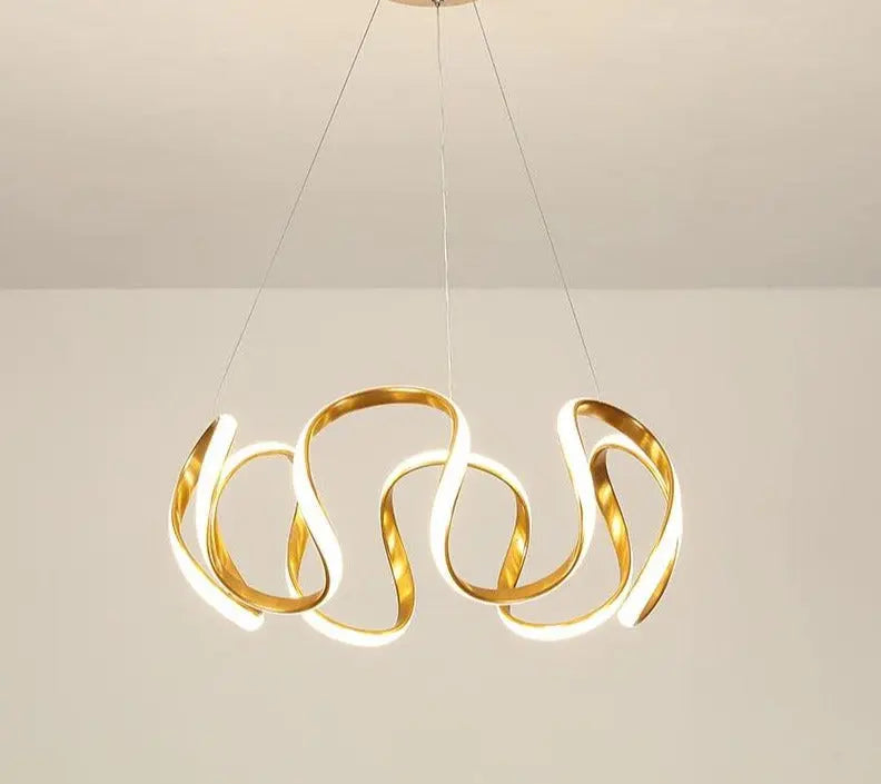 Modern Abstract Chandelier Integrated LED — 5 or 6 Heads, Gold / Grey / Coffee / Chrome