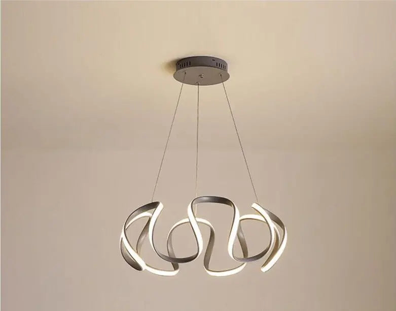 Modern Abstract Chandelier Integrated LED — 5 or 6 Heads, Gold / Grey / Coffee / Chrome