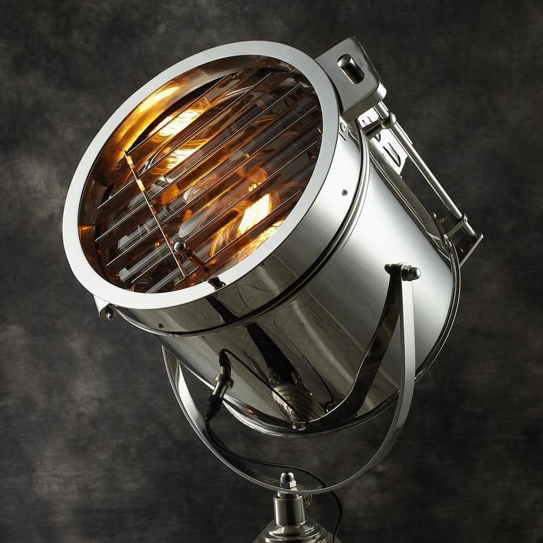 Industrial Cinema Projector Floor Lamp Wood Unfinished Steel E27