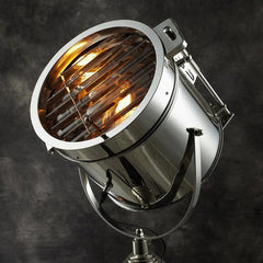 Industrial Cinema Projector Floor Lamp Wood Unfinished Steel E27