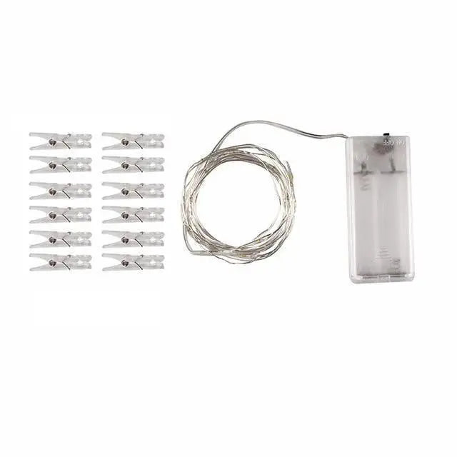 LED Fairy Lights with Photo Clips, Warm White, Battery & USB
