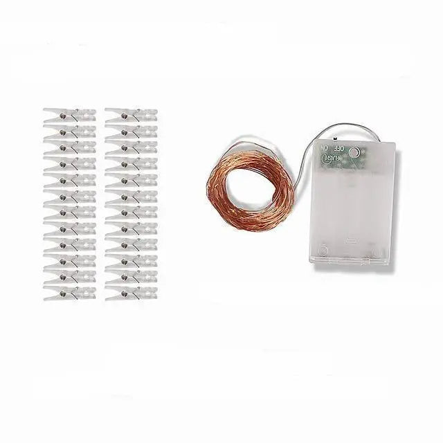 LED Fairy Lights with Photo Clips, Warm White, Battery & USB