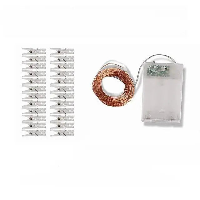LED Fairy Lights with Photo Clips, Warm White, Battery & USB