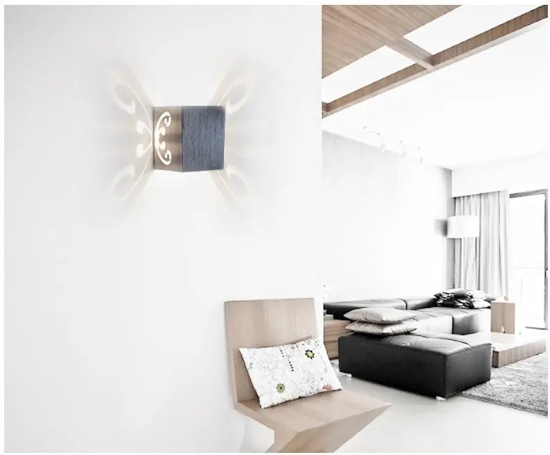 Butterfly Wing Wall Light Aluminium LED — White, Warm White or Green Light, Remote Control