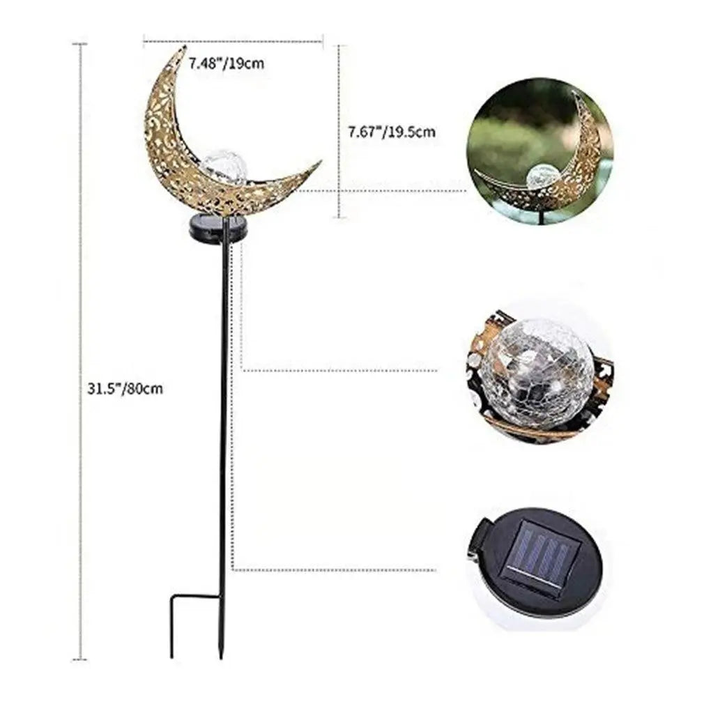 Solar Half Moon Garden Stake Light Stainless Steel