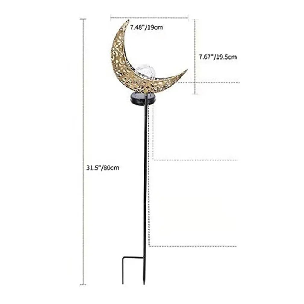 Solar Half Moon Garden Stake Light Stainless Steel