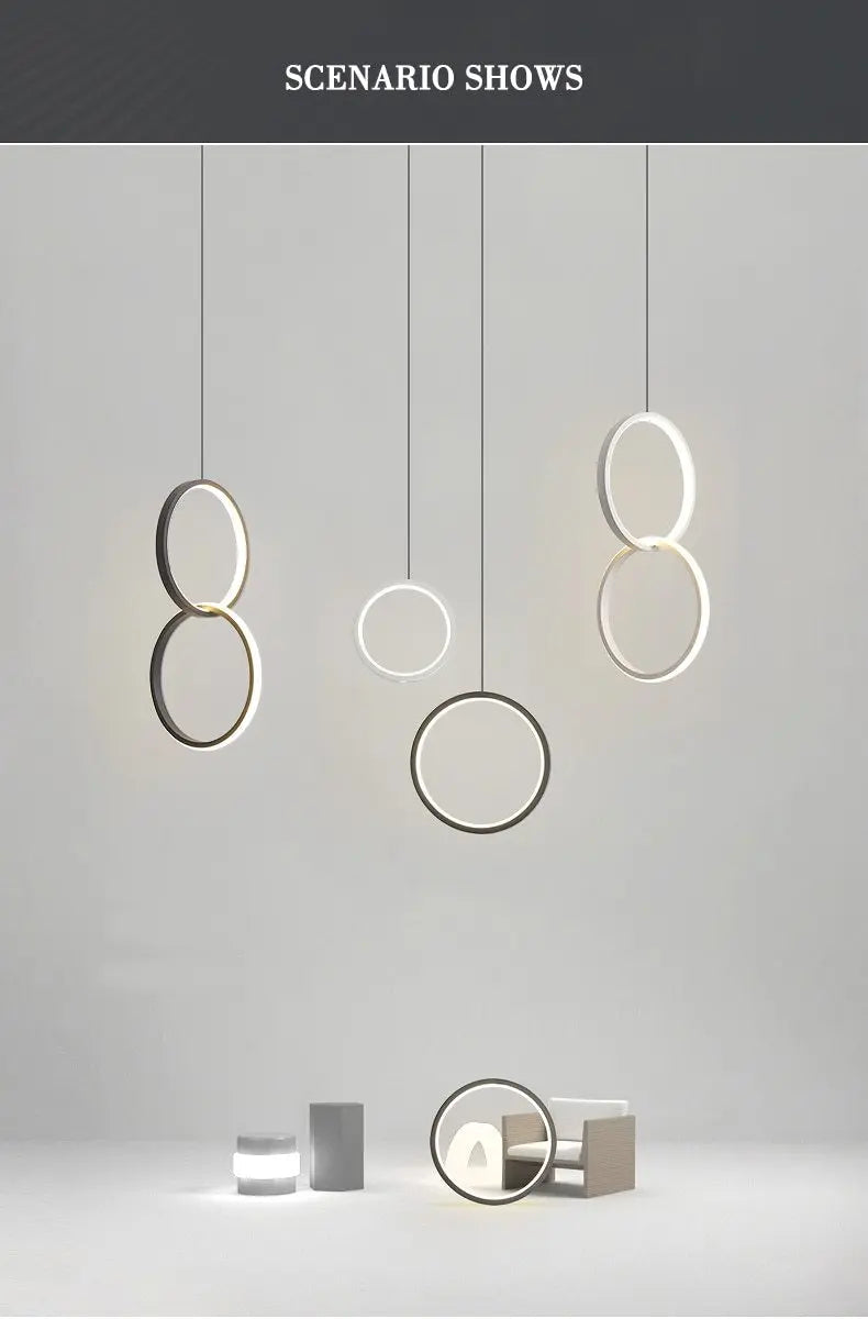 Circular LED Pendant Light Metal Acrylic 10/16/20W