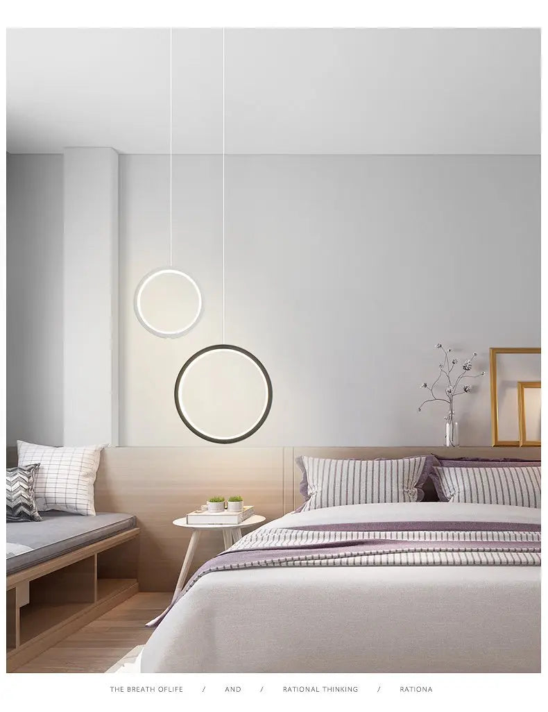 Circular LED Pendant Light Metal Acrylic 10/16/20W