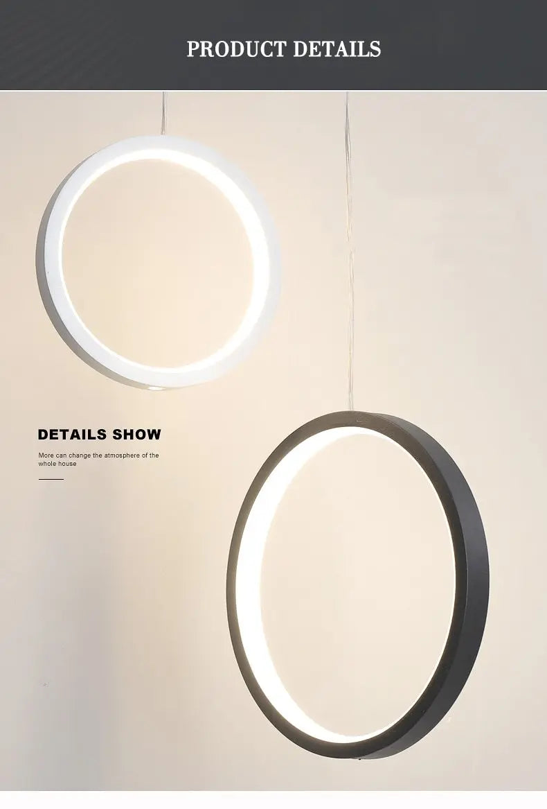 Circular LED Pendant Light Metal Acrylic 10/16/20W