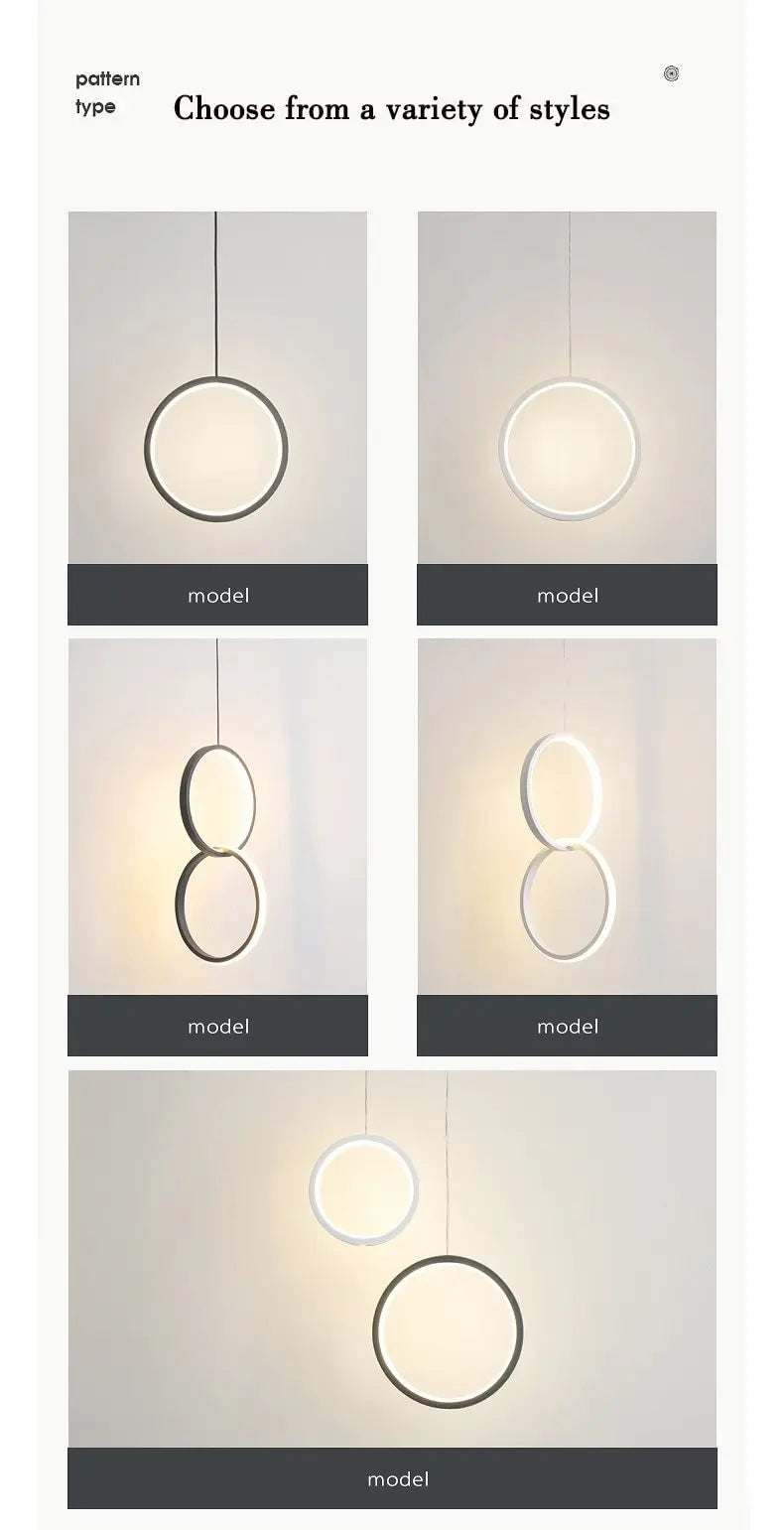 Circular LED Pendant Light Metal Acrylic 10/16/20W