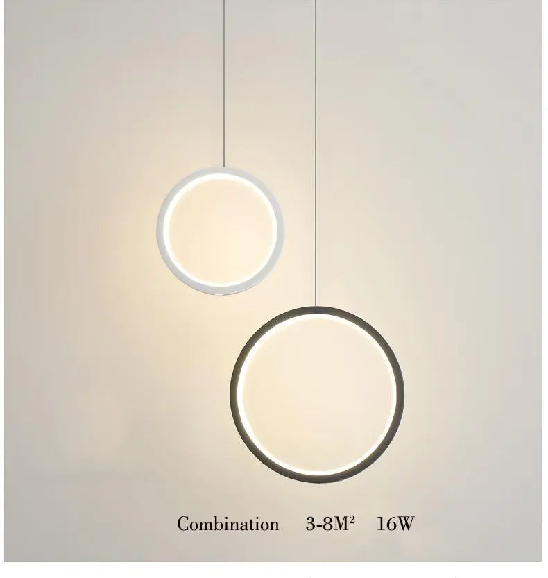 Circular LED Pendant Light Metal Acrylic 10/16/20W