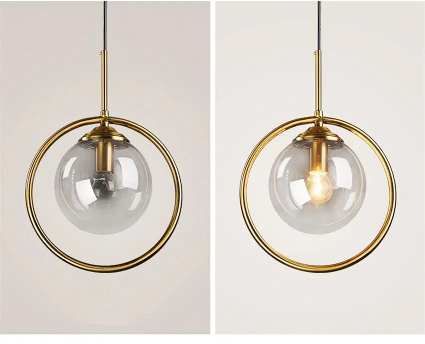 Modern Ring Pendant Light Iron Glass E14 1 or 3 Bulbs