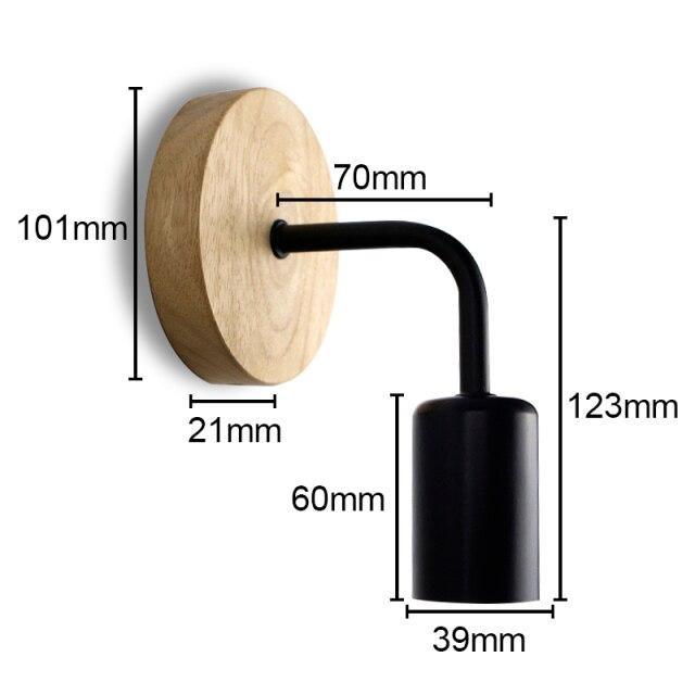 Industrial Design Wall Light Black Metal Wood E27