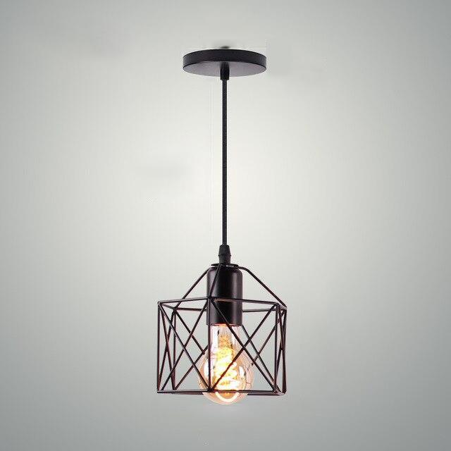 Geometric Pendant Light Iron Black Powder-Coated E27 40W 100cm Cable