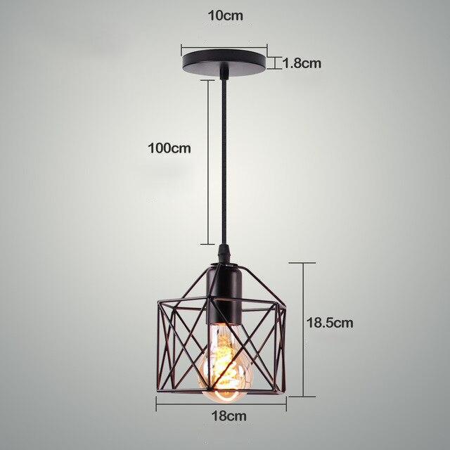 Geometric Pendant Light Iron Black Powder-Coated E27 40W 100cm Cable