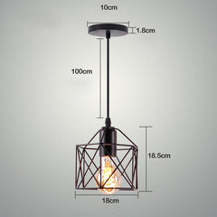 Geometric Pendant Light Iron Black Powder-Coated E27 40W 100cm Cable