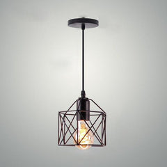 Geometric Pendant Light Iron Black Powder-Coated E27 40W 100cm Cable