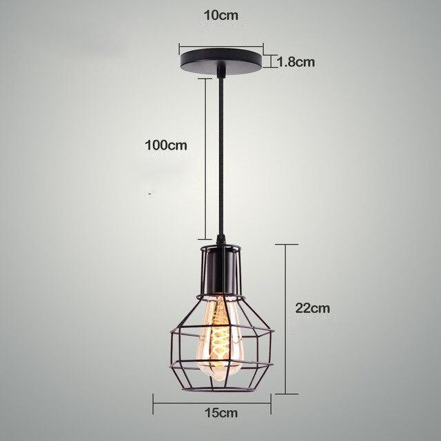 Cage Pendant Light Iron Black Thermolaqué E27 40W