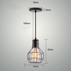 Cage Pendant Light Iron Black Thermolaqué E27 40W