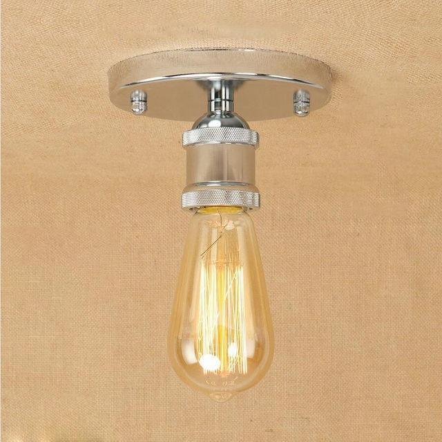 Small Industrial Polished Steel Ceiling Light E27 Hand-Assembled
