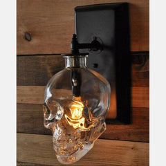 Skull Wall Light Glass Skull Shade Black Powder-Coated Metal E27 Max 40W