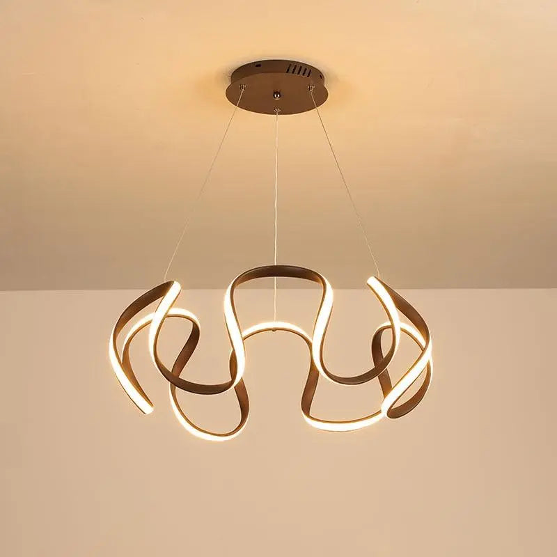 Modern Abstract Chandelier Integrated LED — 5 or 6 Heads, Gold / Grey / Coffee / Chrome