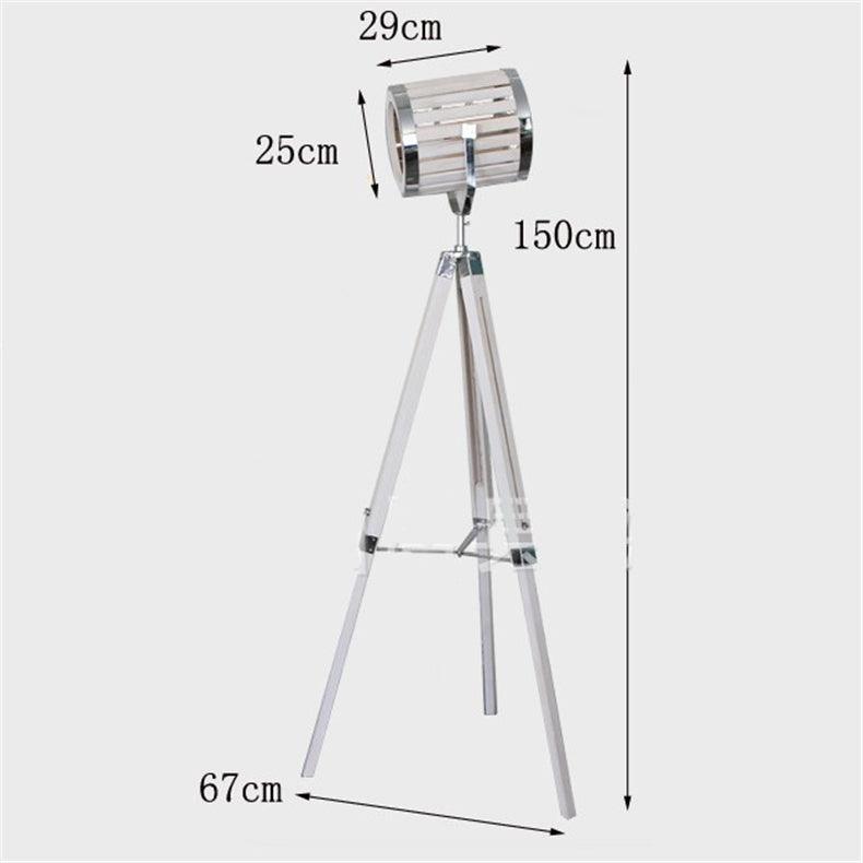 Industrial Cinema Barrel Floor Lamp Light Wood Metal E27